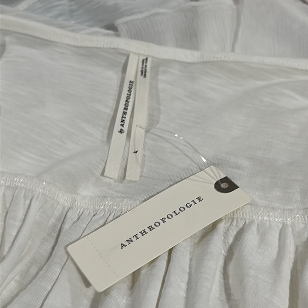 Final Sale 👀 No More Low Offers By Anthropologie Ruffled Flutter-Sleeve Top Size - Picture 15 of 15